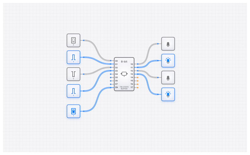 8-Bit Tri-State Buffer circuit demo