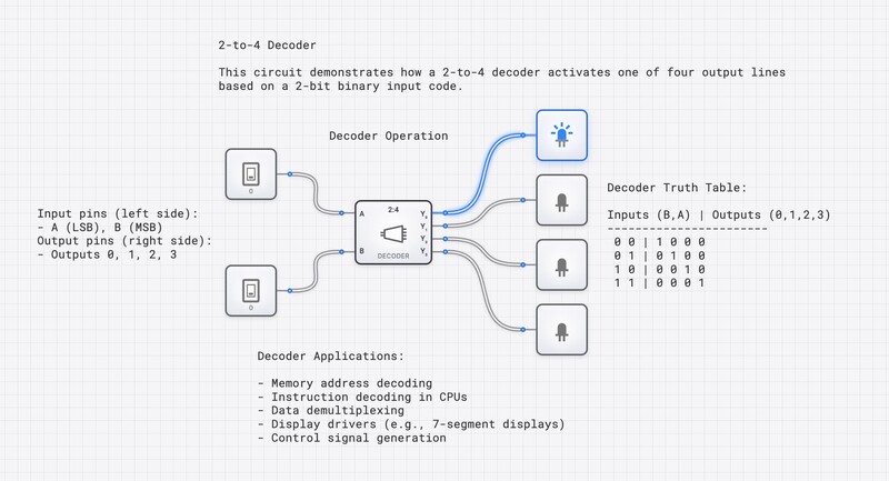 2-to-4 Decoder circuit diagram