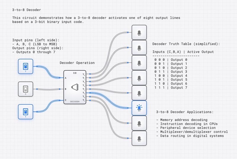3-to-8 Decoder circuit diagram