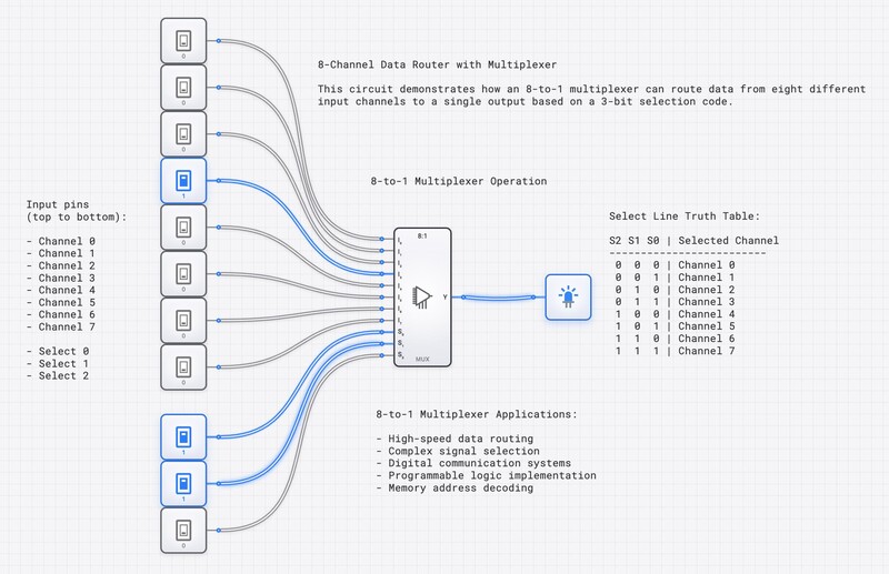 8-to-1 Multiplexer circuit diagram